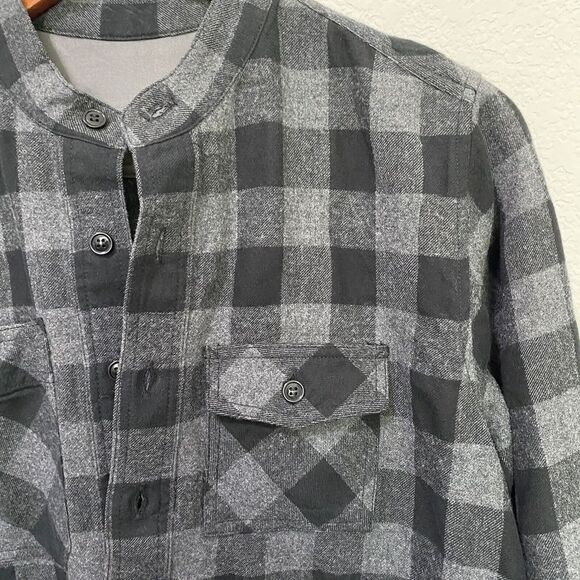 Nest Robe Wool cotton gingham plaid Button Front Black gray Gingham medium - Picture 11 of 11